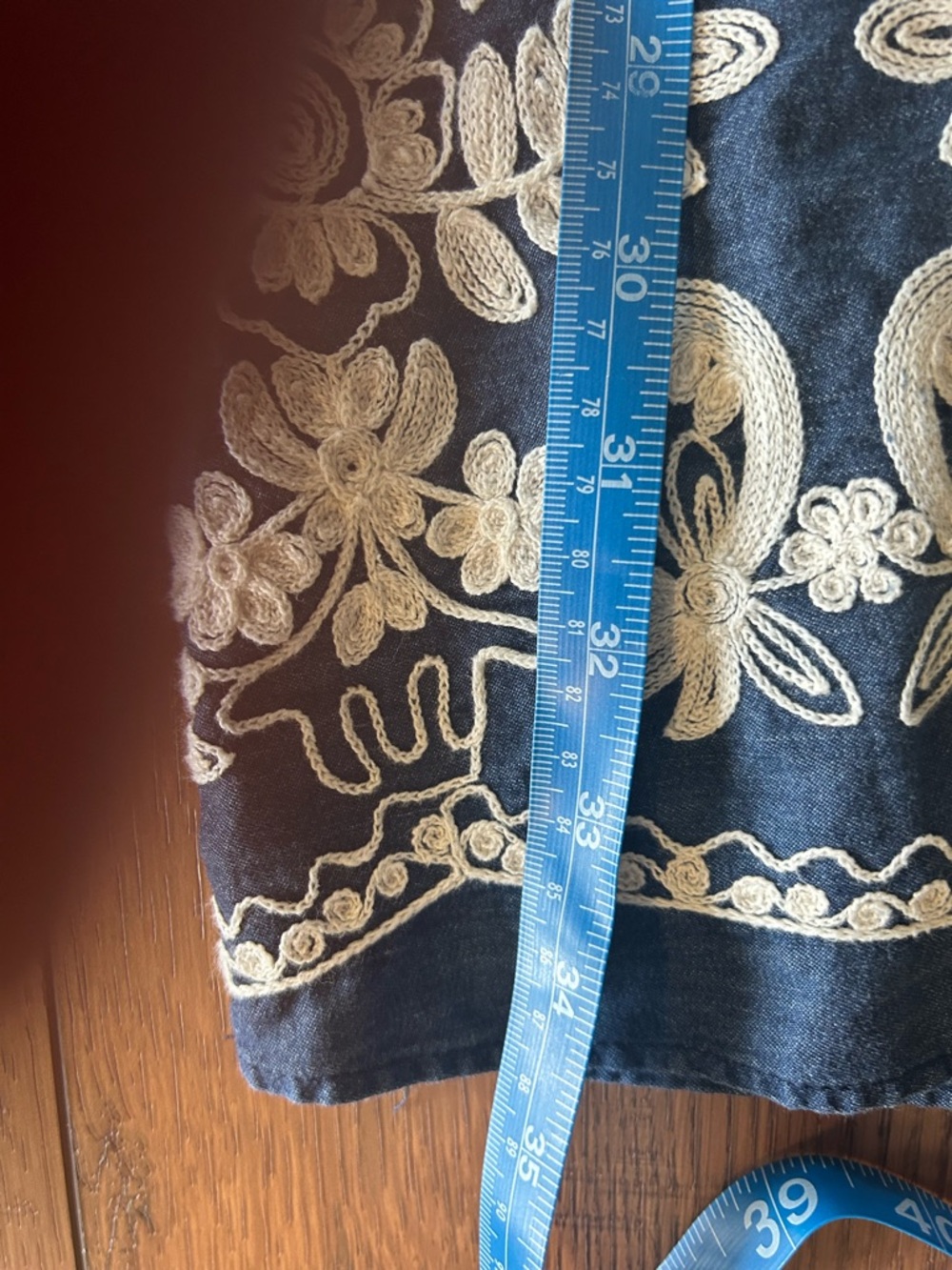 Boho Navy Blue Embroidered Tunic Dress Summer Vacation Dress Sz 6 - Picture 8 of 9
